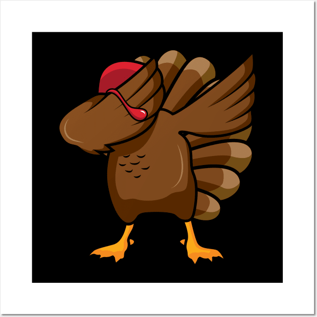 'Dabbing Turkey' Funny Thanksgiving Turkey Wall Art by ourwackyhome